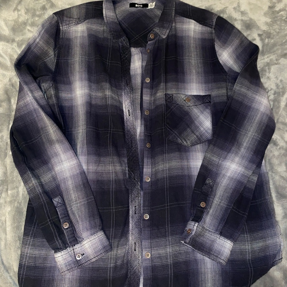 BDG Dark Plaid Button Down Shirt